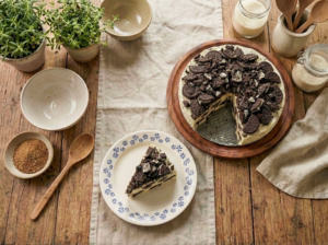 torta de sorvete de creme com bolacha recheada