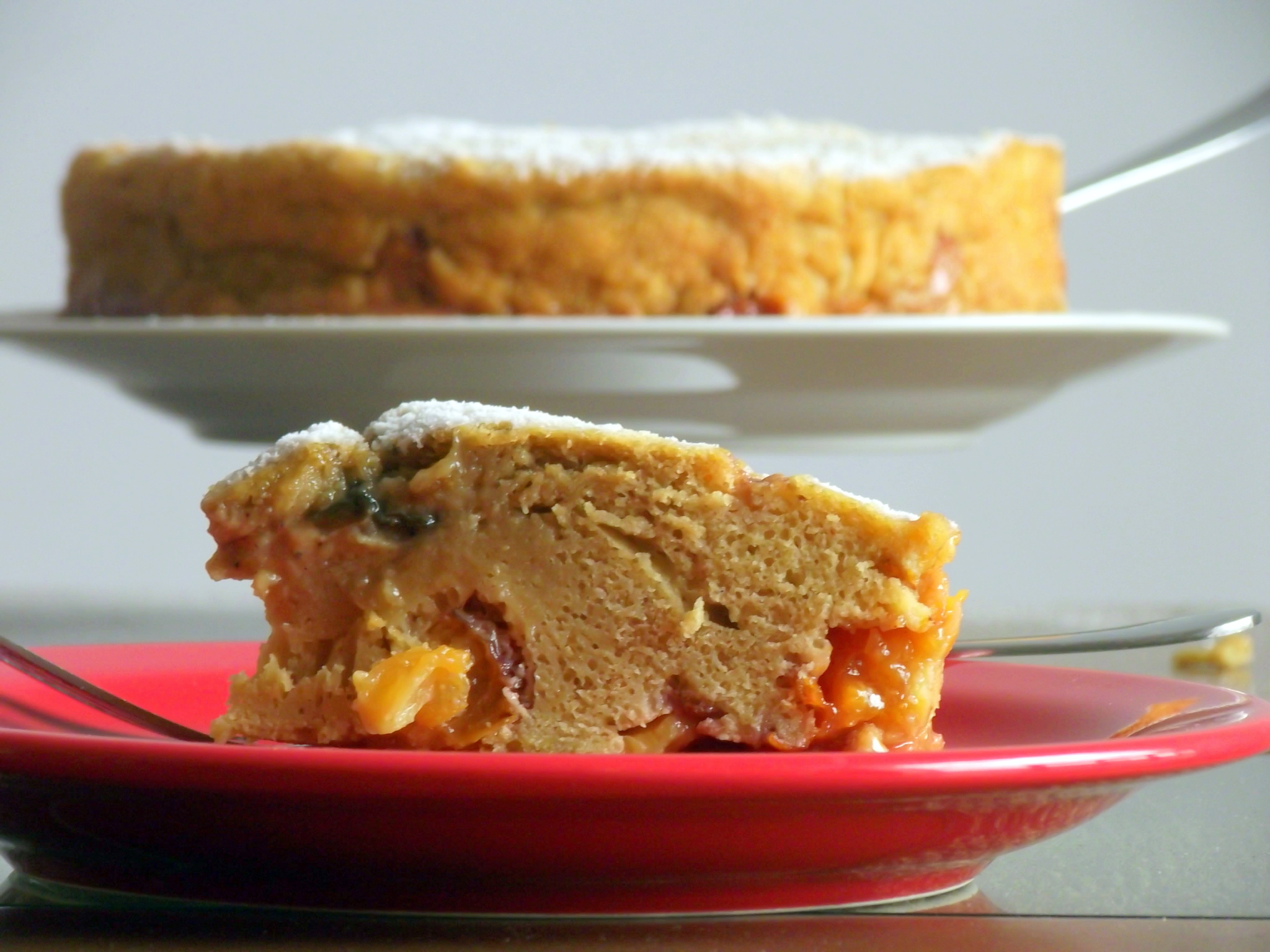 Bolo de massa de panqueca no forno