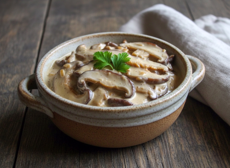 strogonof vegetariano de cogumelo