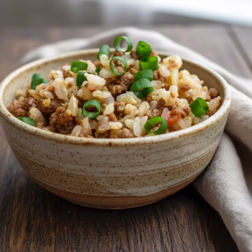 arroz com carne moida simples