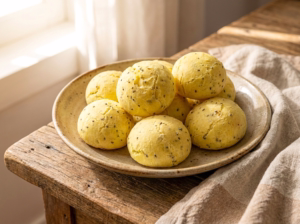 pão de chia, pão de queijo fake com mandioca
