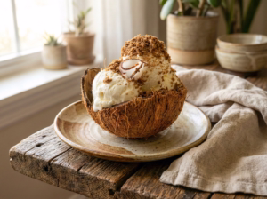 sorvete de coco e leite condensado feito no liquidificador