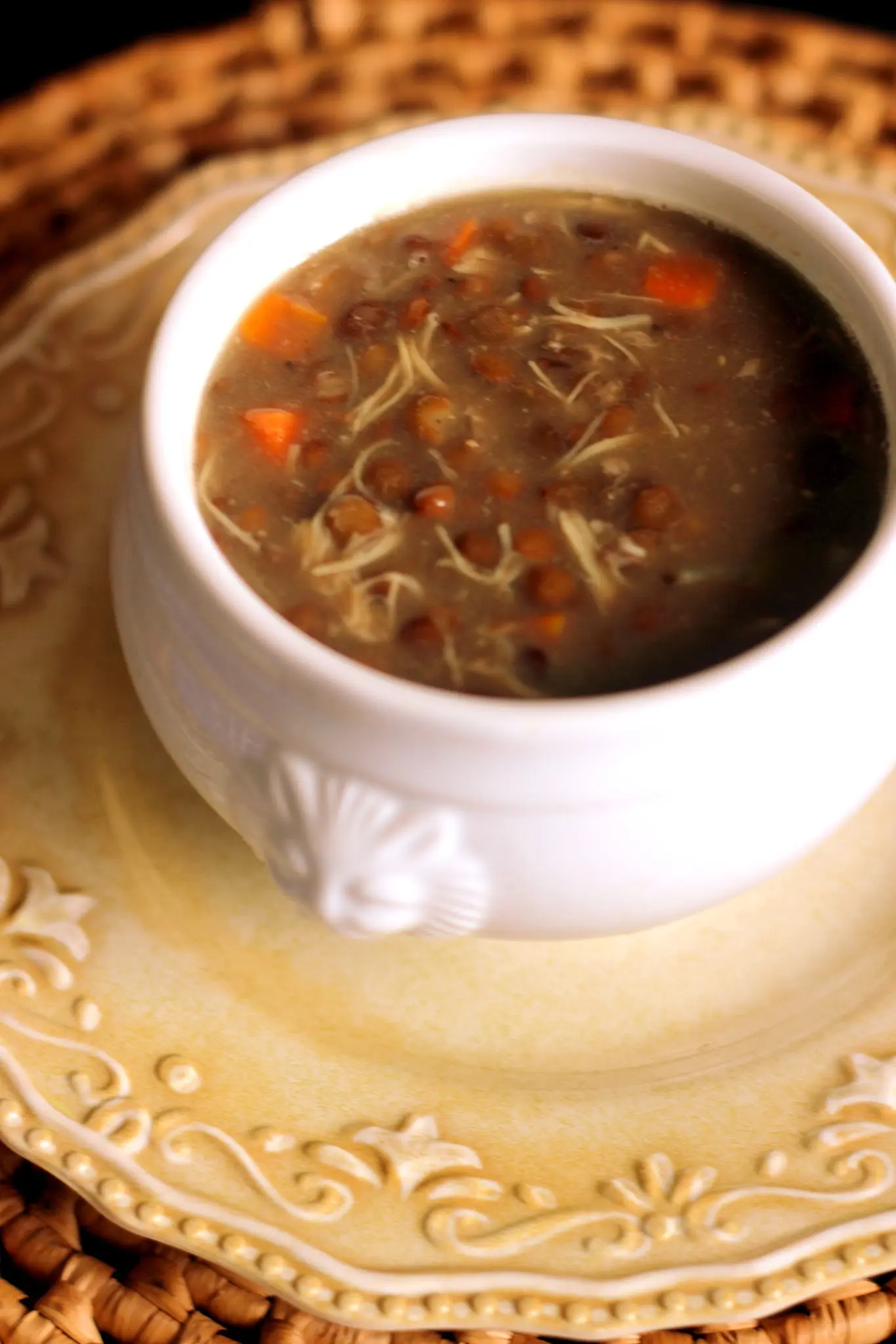 Sopa de lentilhas, legumes e frango