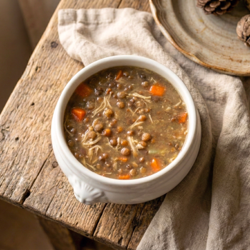 receita simpled de sopa de lentilha com frango